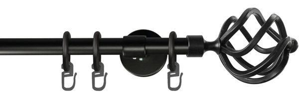 GARESA Gardinenstange RUSTIKA, Ø 16 mm, 1-läufig, Wunschmaßlänge, verschraubt, Metall, rustikale Vorhanggarnitur, verlängerbar, m. Ringe, Endknopf Korb