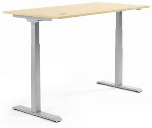 Soennecken Schreibtisch 2000x605-1255x800mm Platte Ahorn Gestell silbe