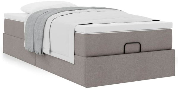 vidaXL Ottoman-Bett mit Matratze Taupe 90x200 cm Stoff 3311082 Bild 4