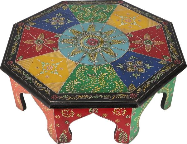 Guru-Shop Couchtisch Bemalter kleiner Tisch, Minitisch, Blumenbank -..