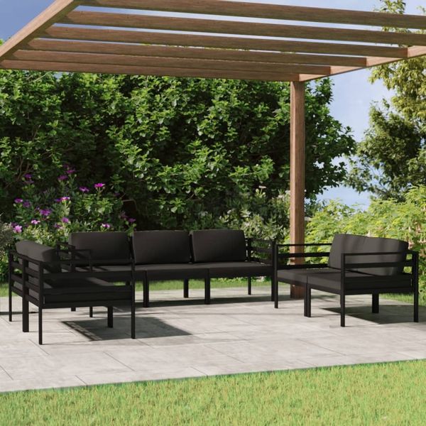 vidaXL 7-tlg. Garten-Lounge-Set mit Kissen Aluminium Anthrazit 3107796
