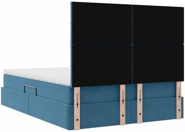 vidaXL Aufbewahrungsbett mit Matratze Dunkelblau 140 x 200 cm Samt 3372037 Bild 11