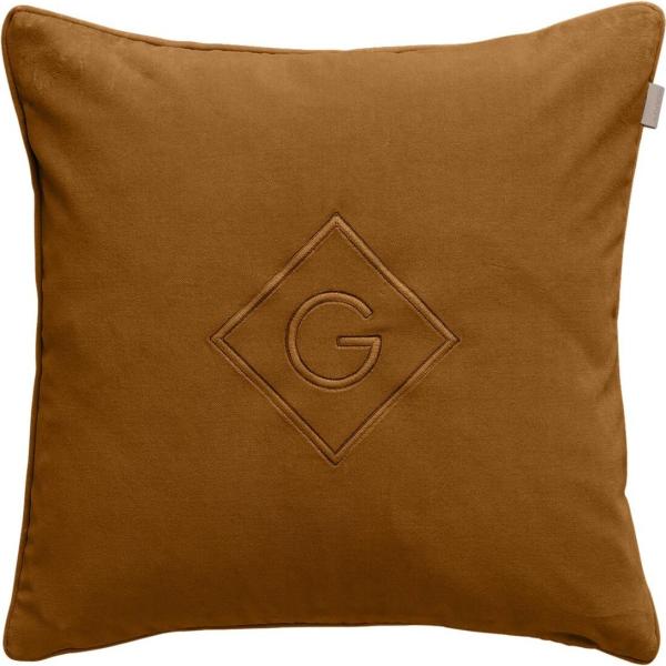 Gant Home Kissenhülle Velvet G Cushion Samt Suede Brown (50x50cm) 853080301-262