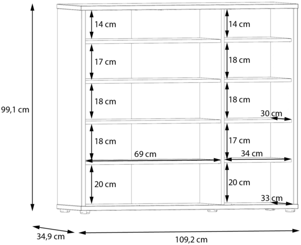 Schuhkommode >ALICE SPRINGS< 8 Böden, push to open, in Salbei - 109,2x99,1x34,9cm (BxHxT) Bild 8