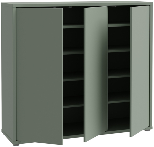 Schuhkommode >ALICE SPRINGS< 8 Böden, push to open, in Salbei - 109,2x99,1x34,9cm (BxHxT) Bild 5