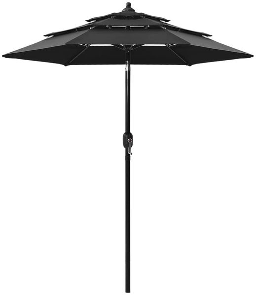 vidaXL Sonnenschirm mit Aluminium-Mast 3-lagig Schwarz 2 m 313858