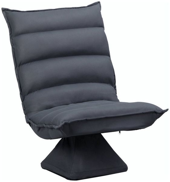 HOMCOM Bodensofa Bodenstuhl mit Verstellbarer Lehne, Drehbarer Meditationsstuhl, Relaxsessel für Wohnzimmer, Büro, Mikrofasertuch, Dunkelgrau, 62 x 62 x 95 cm