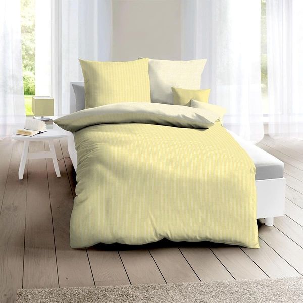 Traumschlaf Mako-Satin Bettwäsche Eternity Combo gelb|155x220 cm + 80x80 cmTraumschlaf Mako-Satin Bettwäsche Eternity Combo gelb