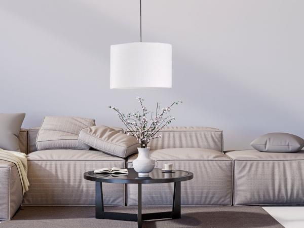 LED Hängelampe mit Lampenschirm Leinen Weiß, Ø 30cm