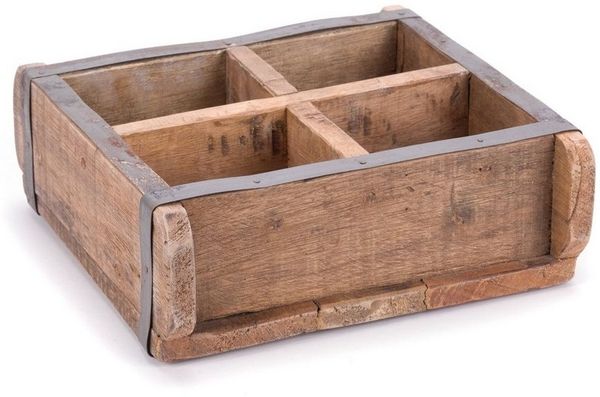 DESIGN DELIGHTS Truhe HOLZ ZIEGELFORM "BRICK", Altholz, Vintage Holzziegelform, Dekobox