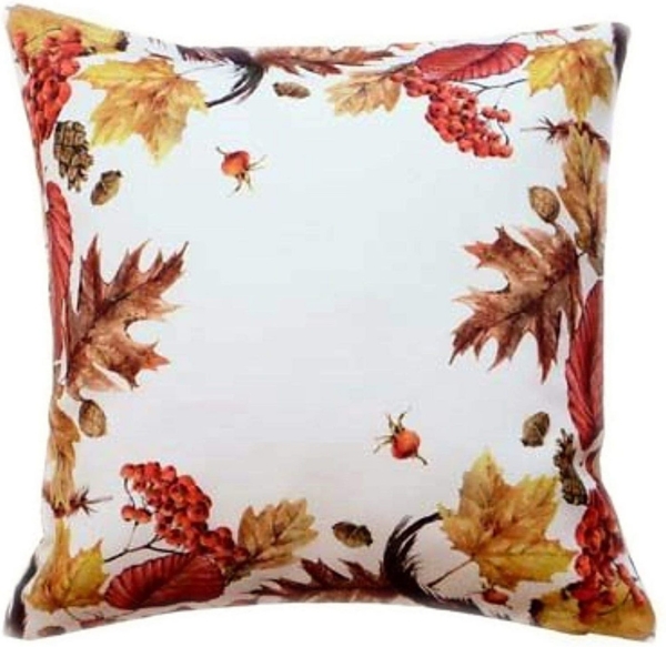 Kissenhülle mit Druckmotiv Herbstblätter Deko 40x40 Kissenhülle