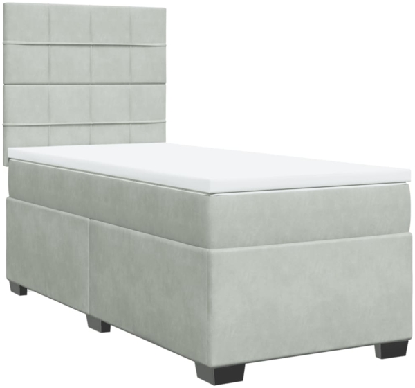 vidaXL Boxspringbett mit Matratze Hellgrau 90x190 cm Samt 3290786