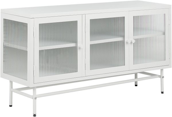 Sideboard Metall Glas weiß 3 Türen DEVON