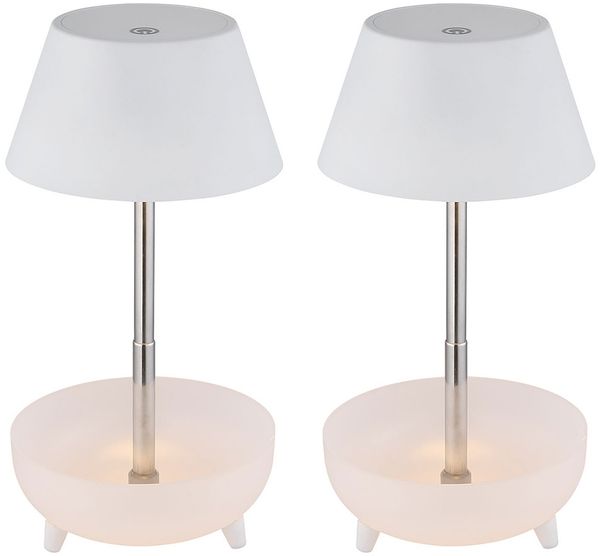 2er Set LED Tischleuchte, Touchdimmer, Akku, weiß, H 22,5 cm
