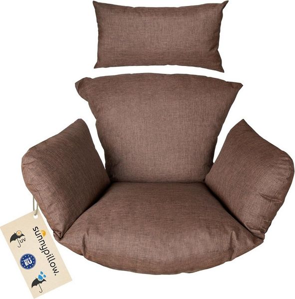 sunnypillow Hängesessel Auflage für Rattan & Polyrattan Hängeschaukel, Braun
