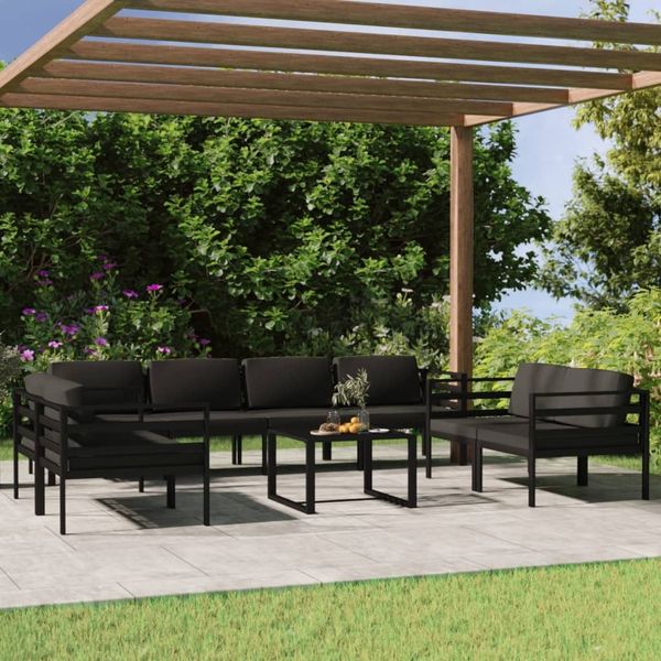 vidaXL 9-tlg. Garten-Lounge-Set mit Kissen Aluminium Anthrazit 3107799