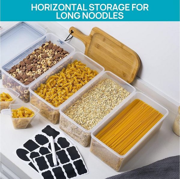 Refined Living Vorratsdose 3.2L Vorratsdosen mit Deckel 8er Set, Aufbewahrungsbox,Frischhaltedose, BPA-freier, bruchsicherer Kunststoff, (Spaghetti Aufbewahrung Pasta Vorratsbehälter,Spaghetti-Box–Müslibehälter, Getreidebehälter, Mehlbehälter, Aufbewah...