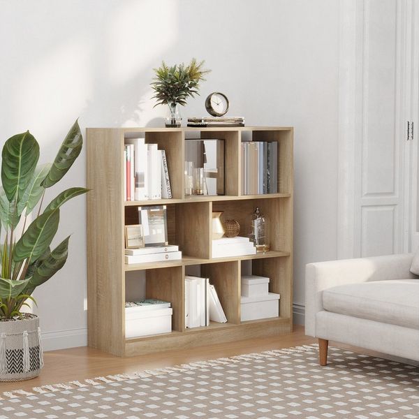 HOMCOM Bücherregal 3-stöckige Aufbewahrungsregal, Büroregal 1-tlg, für Home-Office Wohnzimmer Natur 97,5 x 30 x 100 cm