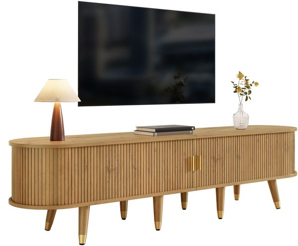 TV-Schrank mit Schiebetüren, TV-Möbel, TV-Ständer, niedrigerer Fernsehschrank, TV-Halterung. Einzigartiges Design.