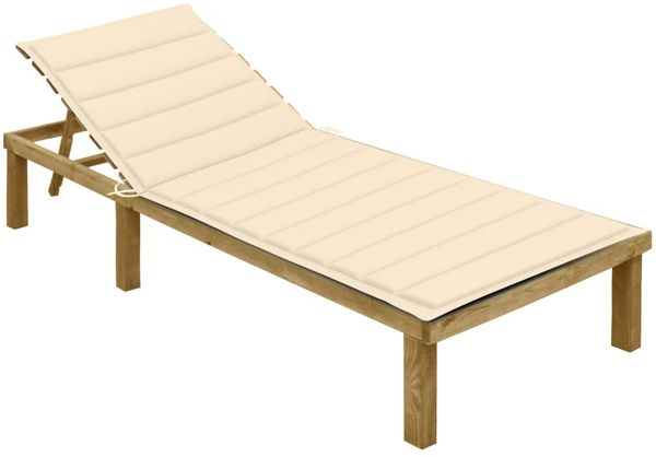 vidaXL Sonnenliege mit Creme Auflage Imprägniertes Kiefernholz 3065821