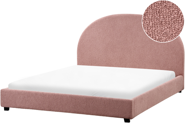 Bett mit Lattenrost Bouclé VAUCLUSE 140 x 200 cm Pastellrosa