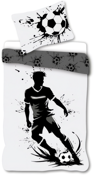 Bettwäsche Fußball Spieler Schwarz Weiß 135 x 200 cm, 100 % Baumwolle