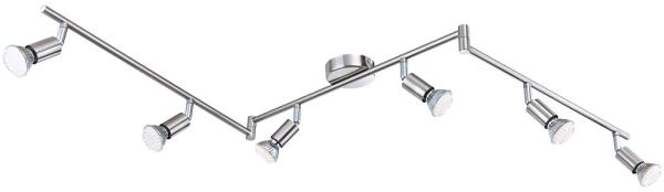 LED Deckenleuchte, nickel verchromt, bewegliche Spots, L 145 cm