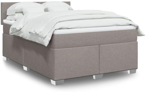 vidaXL Boxspringbett mit Matratze Taupe 160x200 cm Stoff 3288236