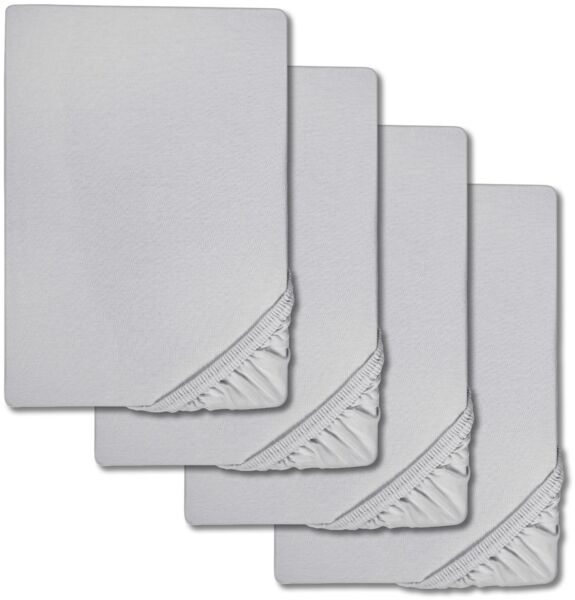 Castell Spannbettlaken Jersey beige 90x190 - 100x200 cm, 4 Stück