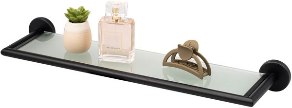 bremermann Bad-Serie PIAZZA BLACK - Glasablage mit Rahmen, aus Glas und Edelstahl, matt schwarz
