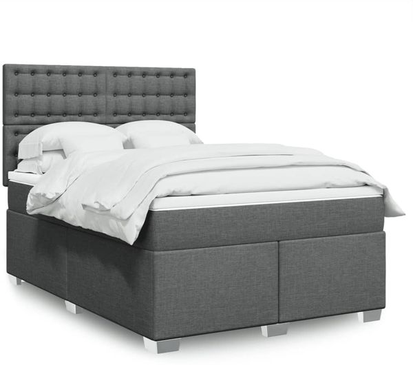 vidaXL Boxspringbett mit Matratze Dunkelgrau 140x190 cm Stoff 3290498