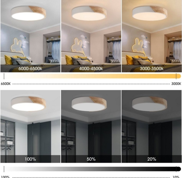 LETGOSPT Deckenleuchte Modern 24W LED Deckenleuchte, LED Deckenlampe aus Holz & Metall, LED fest integriert, Lampen Für Wohnzimmer Schlafzimmer Badezimmer Balkon Flur Keller Ø30cm Bild 3