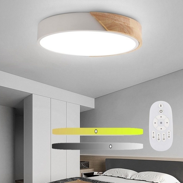 LETGOSPT Deckenleuchte Modern 24W LED Deckenleuchte, LED Deckenlampe aus Holz & Metall, LED fest integriert, Lampen Für Wohnzimmer Schlafzimmer Badezimmer Balkon Flur Keller Ø30cm Bild 5