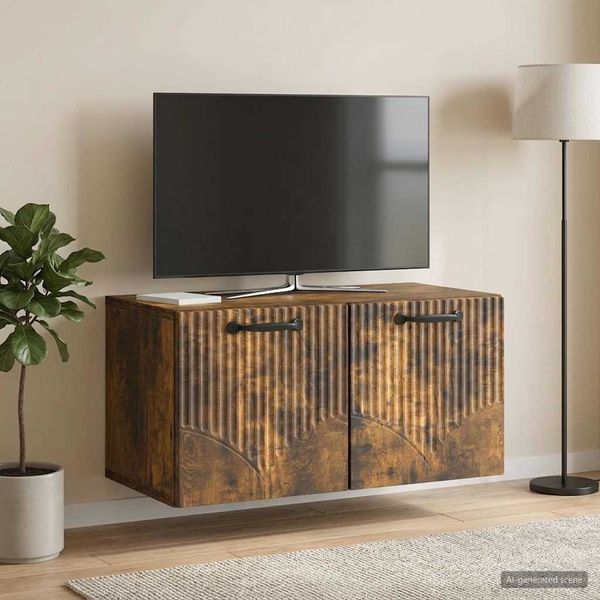 vidaXL Wandmontierter TV-Schrank Geräucherte Eiche 59,5 x 31 x 30 cm 899050