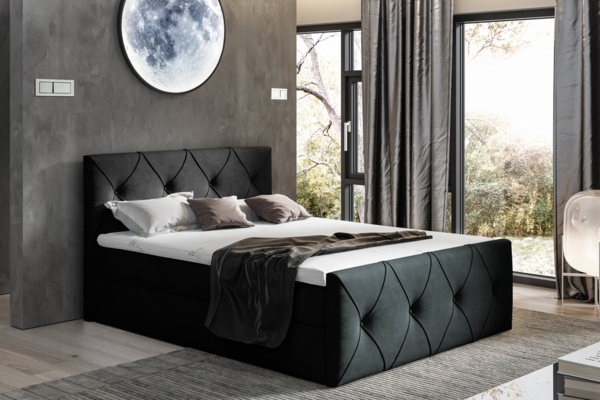 99rooms Arian Lux Boxspringbett Kunstleder 160x200 cm Schwarz