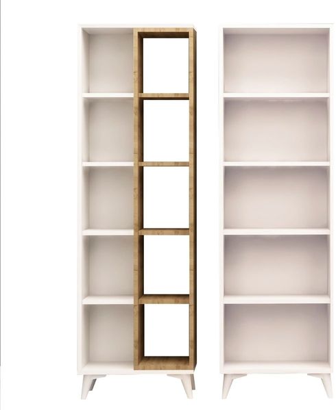 Calicosy 'POTENZA' Regal mit 15 Eichen- und Weißdekorationsfächern H162 cm - Helles Holz