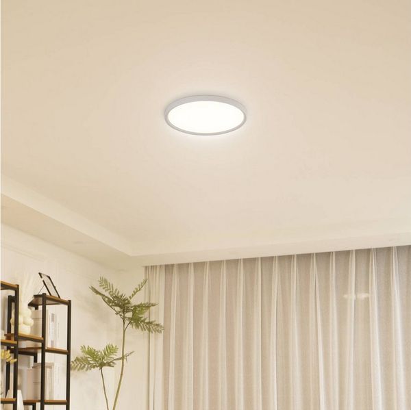Lindby Deckenleuchten Pravin, LED, Kunststoff Weiß Farbwechsel warmweiß / tageslicht IP20, LED 17 W gesamt, Farbwechsel warmweiß / tageslicht