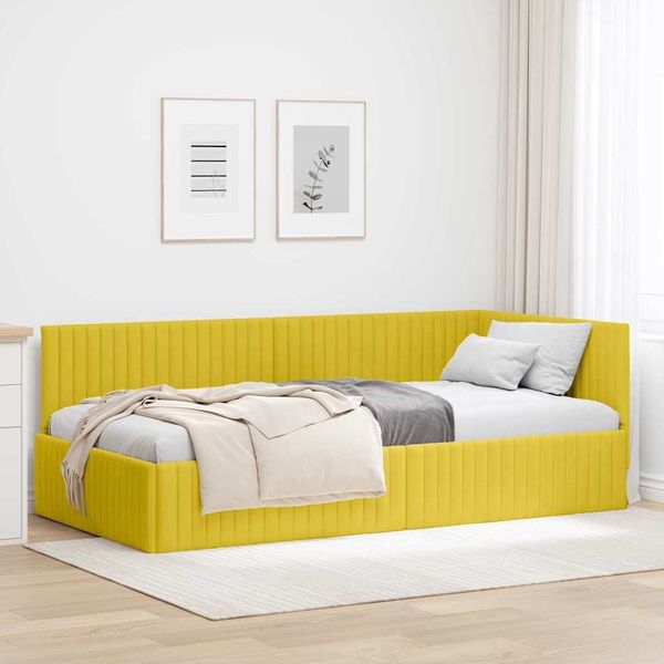 vidaXL Eckbettgestell mit Kopfteil Gelb 100 cm x 200 cm Samt 42016282