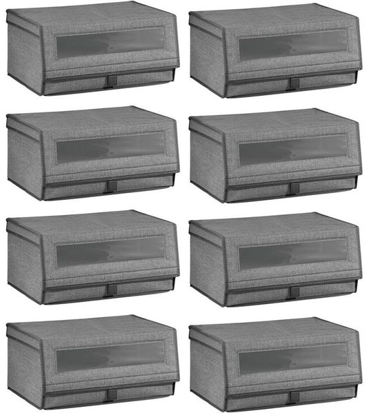 mDesign Schuhaufbewahrung Schuhbox Aufbewahrungsbox stapelbar 8er Set Dunkelgrau