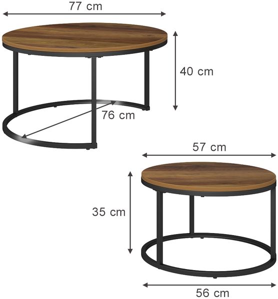 Couchtisch-Set Montreal Holz 77 x 40 cm 2 Teile Vicco Bild 3