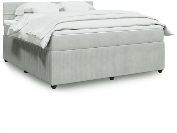 vidaXL Boxspringbett mit Matratze Hellgrau 180x200 cm Samt 3290106