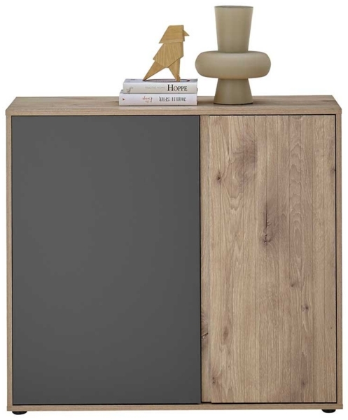 Kommode Nancy / Novara, Holzwerkstoff, Grau, Holzfarben, 94 x 85 x 38 cm