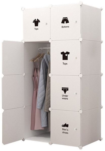 GarveeMore Kleiderschrank Mit Platz zum Aufhängen,DIY Kombischrank,modularer Kombischrank Modulare Kleiderschrank-Kombination mit Mehrfachfächern