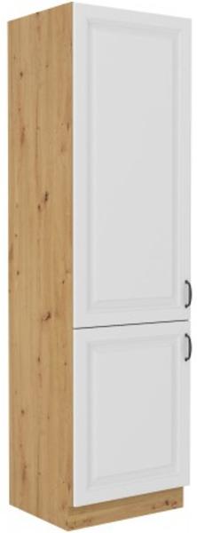 Küchen Hochschrank 60 cm Stilo Weiss + Eiche Artisan Küchenzeile Küchenblock