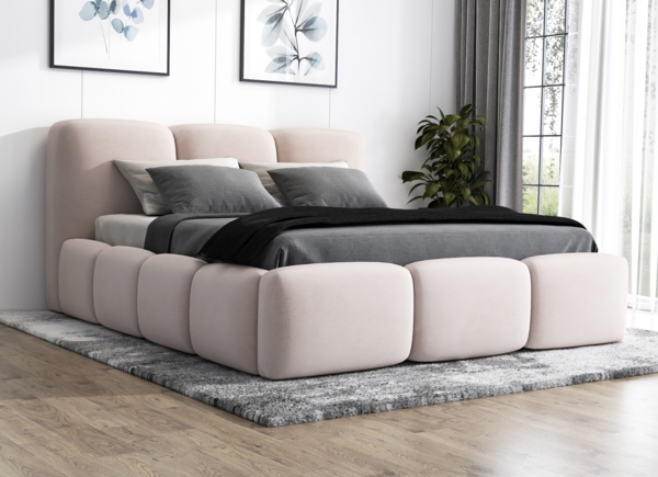 Polsterbett STAR 160x200 mit Matratze, Bettkasten und Lattenrost. Farbe: Beige 2