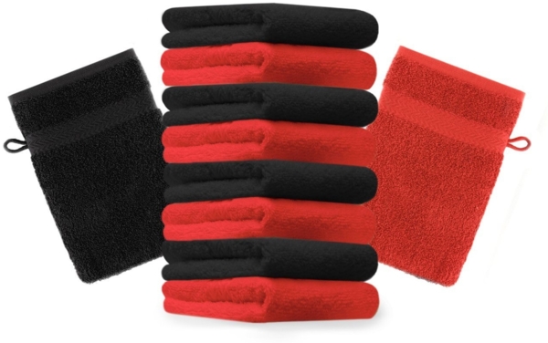 Betz Waschhandschuh 10 Stück Premium 16x21 cm Farbe rot und schwarz, (Set, 10-St)