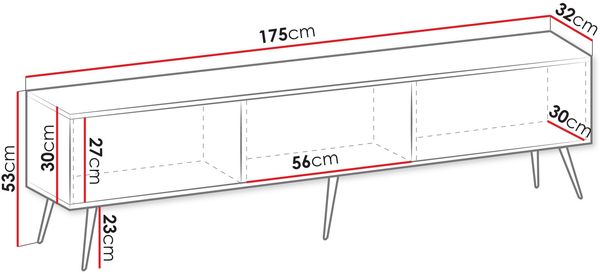 TV Lowboard Orenate 175 mit Füße (Farbe: Schwarz / Schwarz + Gold) Bild 5
