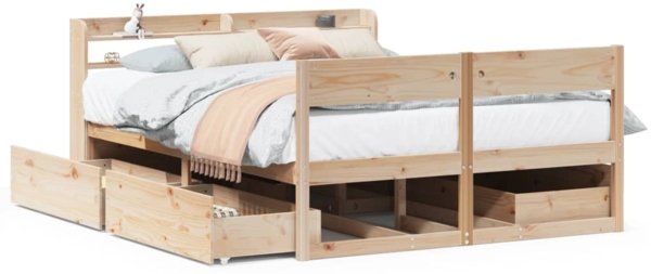 vidaXL Massivholzbett ohne Matratze 135x190 cm Kiefernholz 3307137