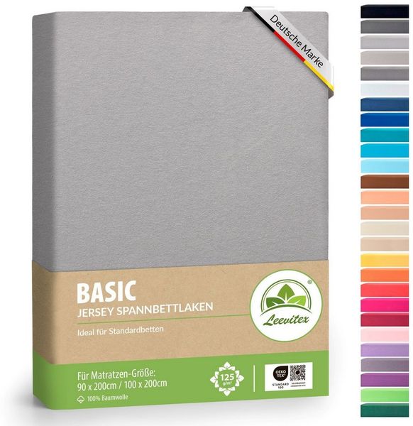 leevitex® Spannbettlaken Jersey aus 100% Baumwolle, für Kinder- & Standardmatratzen, Jersey, Gummizug: rundum, 100% Baumwolle, anschmiegsam & dehnbar, diverse Größen und Farben