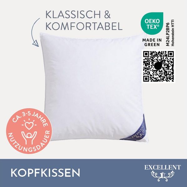 Excellent Federkopfkissen Venedig Kissen in 6 Größen erhältlich und im Spar Set!, Füllung: 85% Federn, 15% Daunen, Bezug: 100% Baumwolle, Bauchschläfer, Rückenschläfer, Seitenschläfer, Kopfkissen 40x40, 40x80, 80x80, allergiker geeignet (Hausstaub)